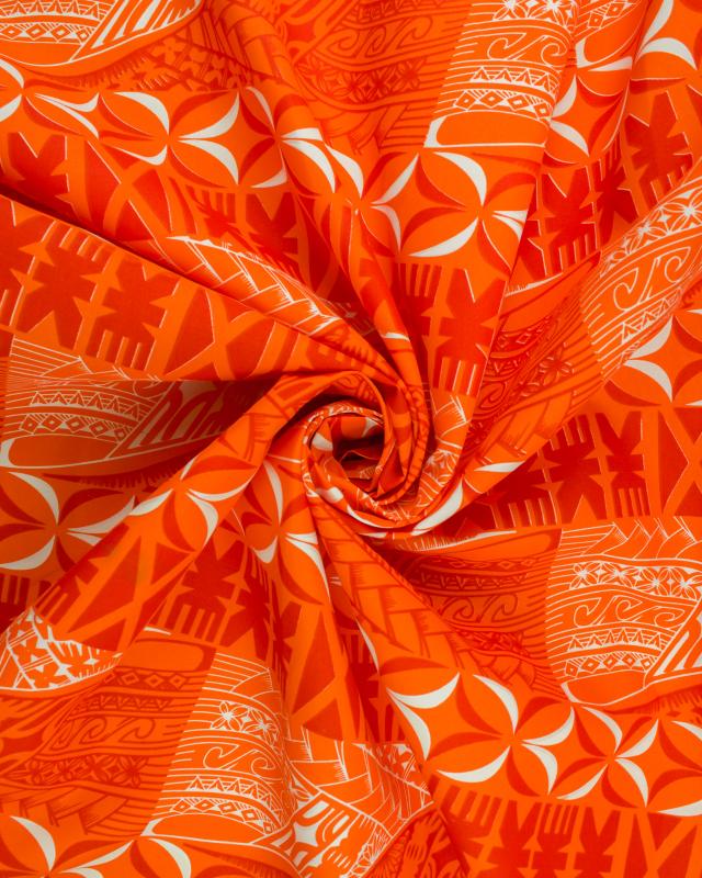 Tissu Polynésien ATUA Orange - Tissushop